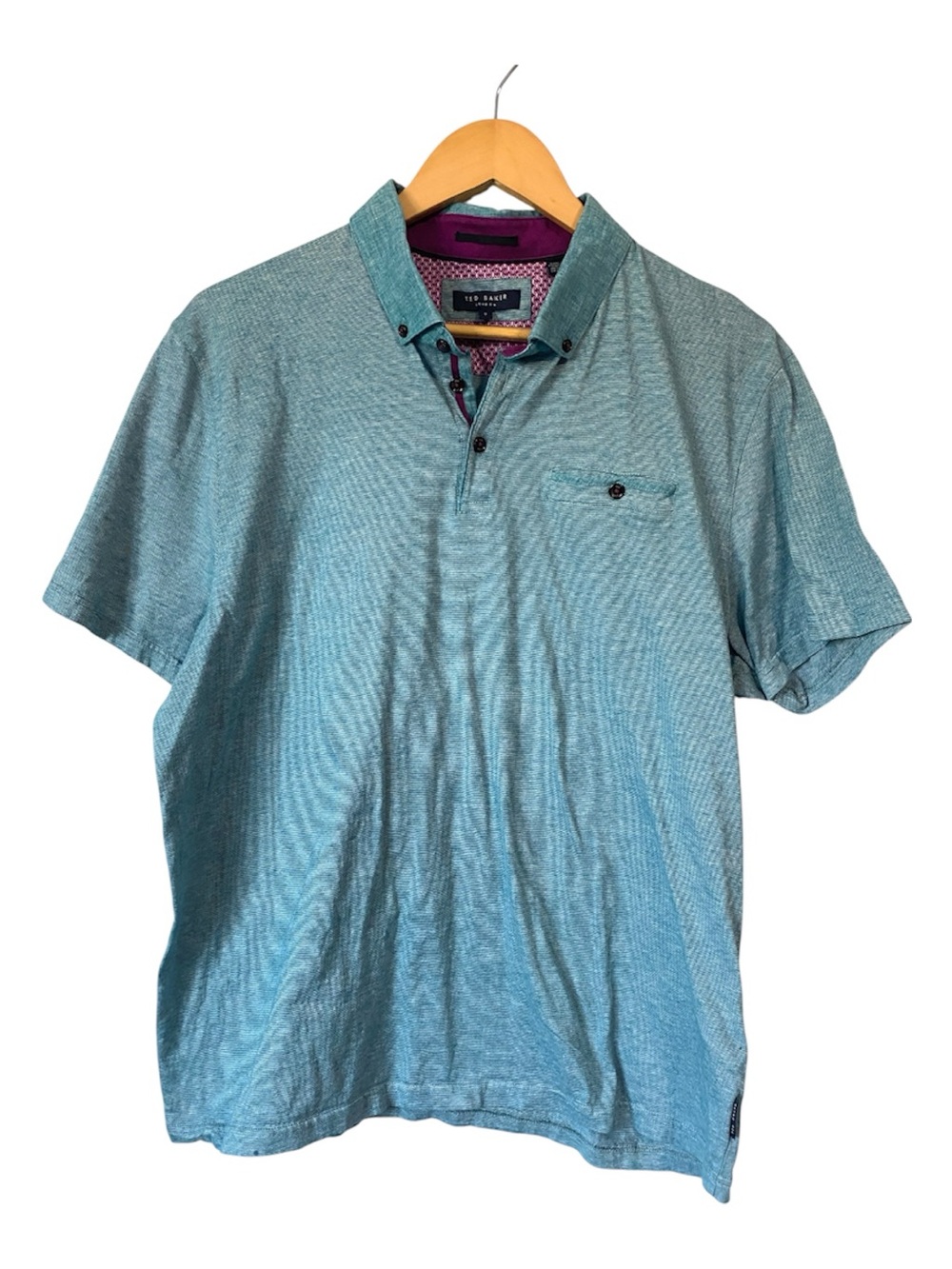 Ted Baker London Men’s Mint Green Heather Polo Shirt Contrast Trim Size 7